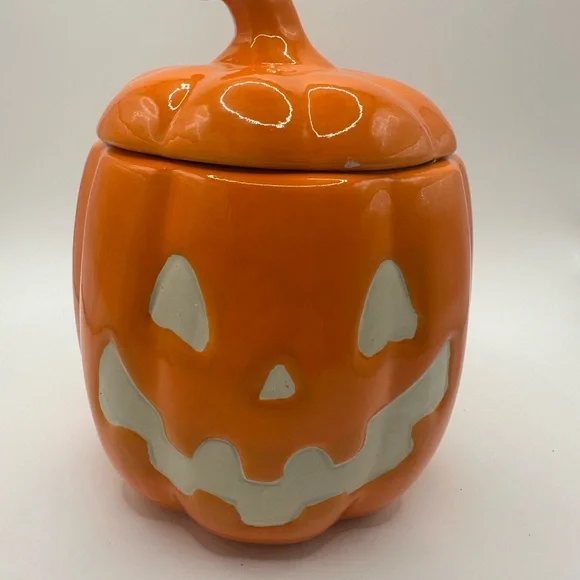 Orange Pumpkin Ceramic Jar - Picture 2 of 5